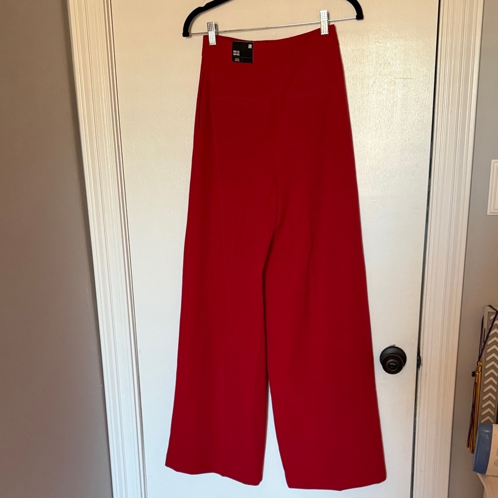 NWT Express- Wide-Leg High-Waist Pants in Red- size 0R - Picture 2 of 5